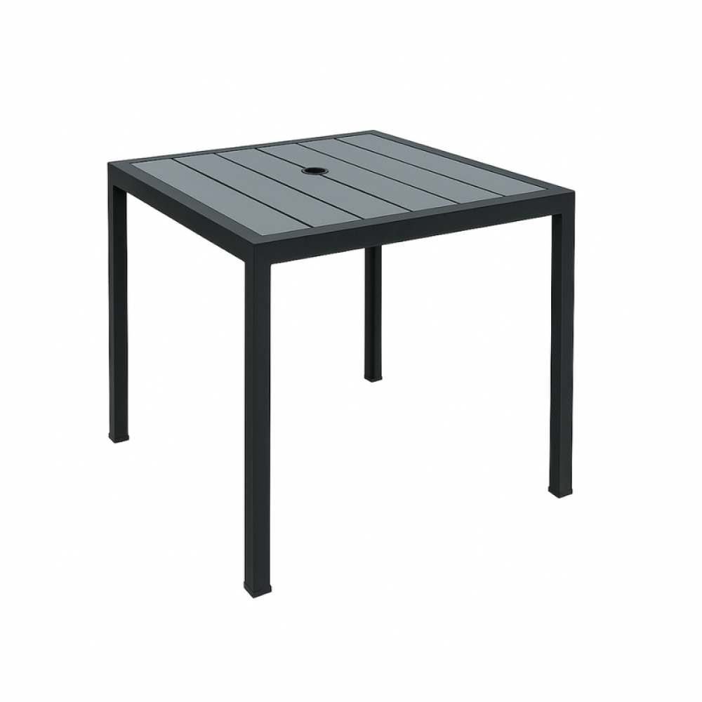 طقم طاولة طعام أسود مع مظلة و4 كراسي