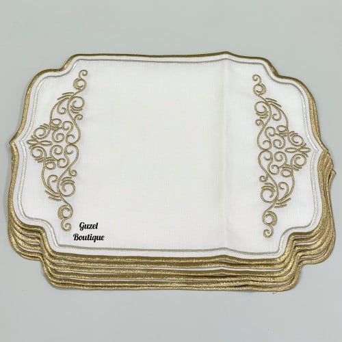 طقم سفرة مطرز ذهبي