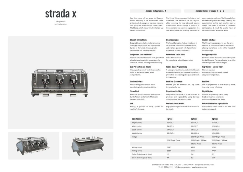 ماكينة لامرزوكو استرادا اس & اكس | Strada S AV & X 2&3 gr - La Marzocco
