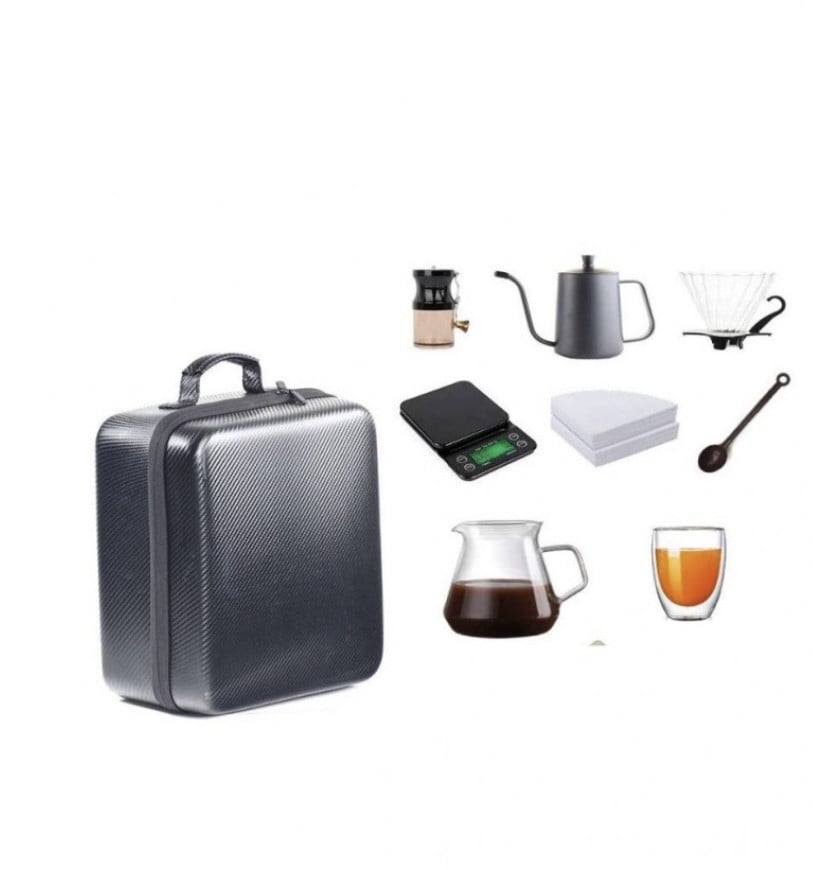 شنطة أدوات القهوة المقطرة المتكاملة للسفر  و الرحلات 12 قطعة - V60 Tools Bag