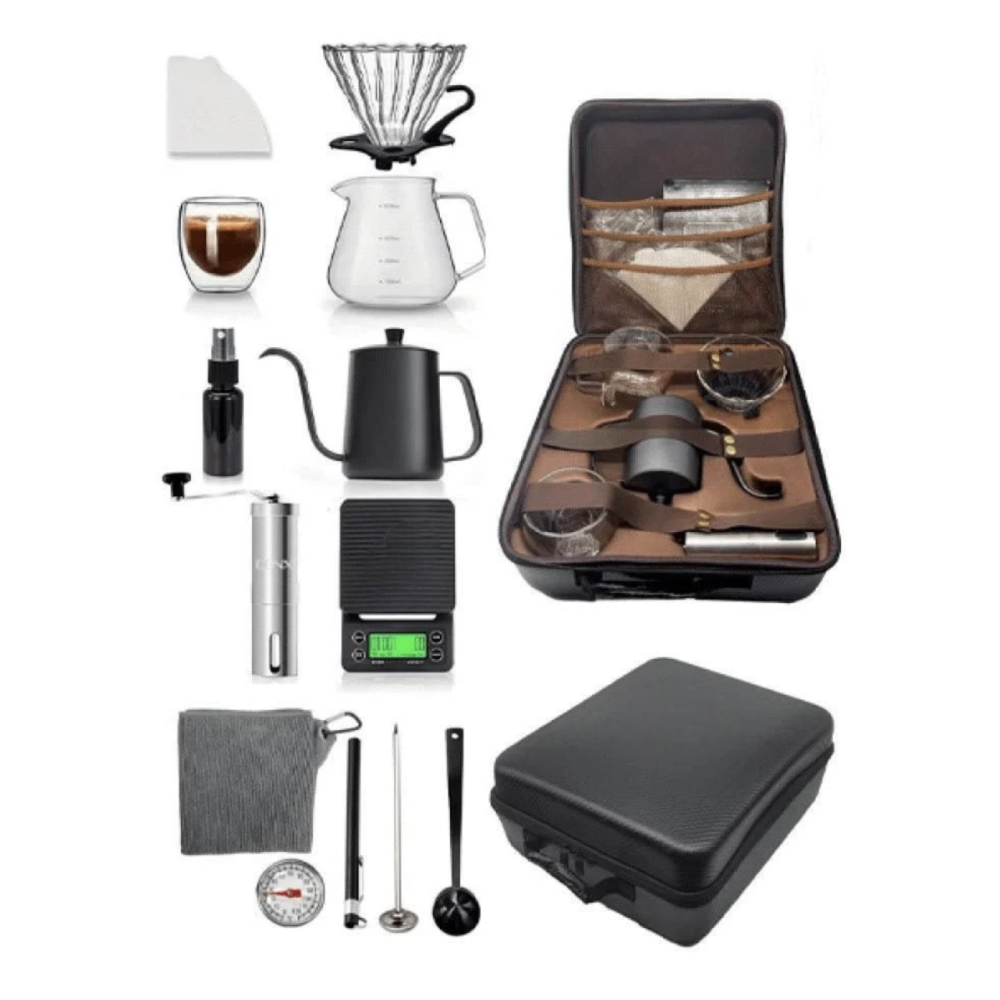 شنطة أدوات القهوة المقطرة المتكاملة للسفر  و الرحلات 12 قطعة - V60 Tools Bag