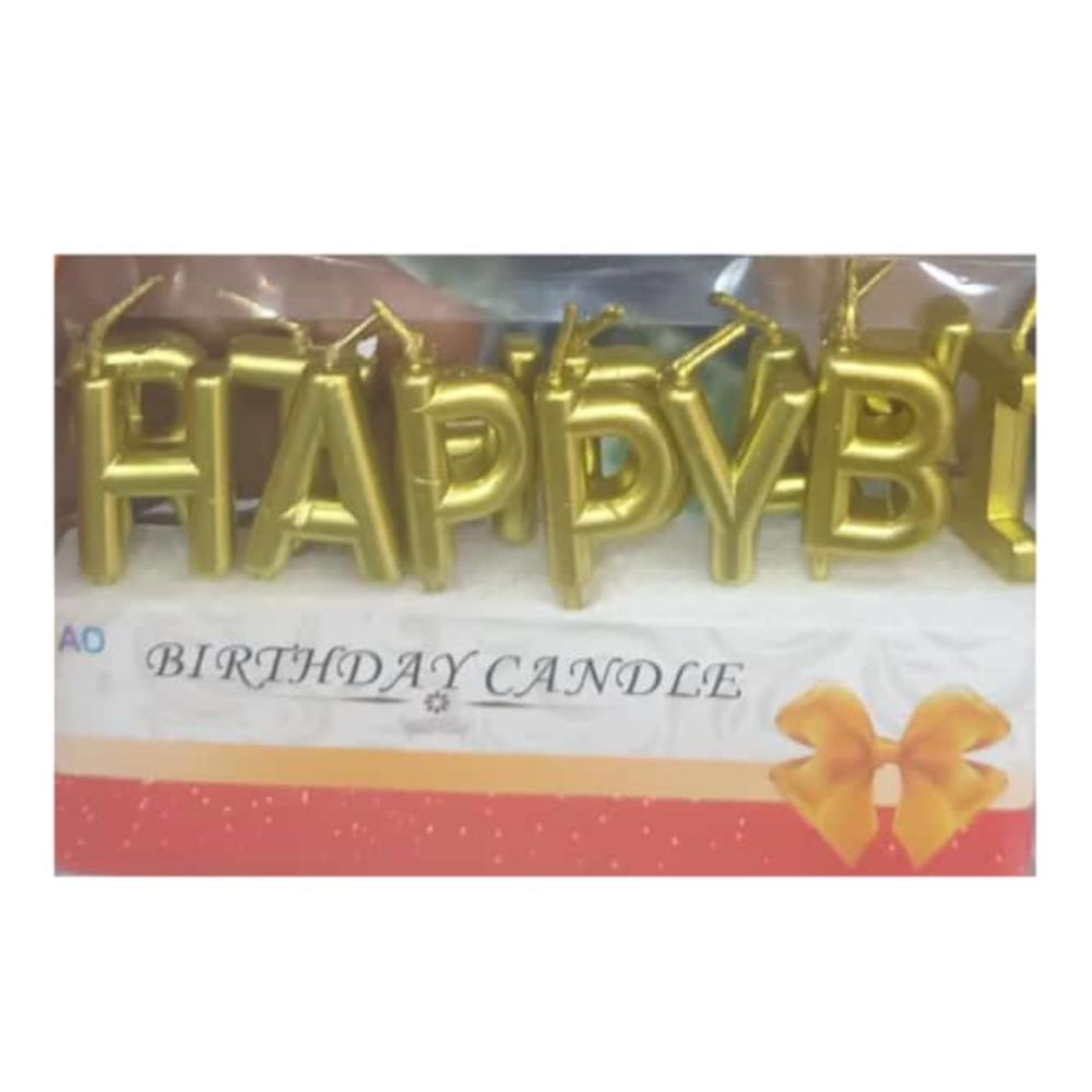 عبوة من شموع الكيك لعيد الميلاد HAPPY BIRTHDAY بلون ذهبي