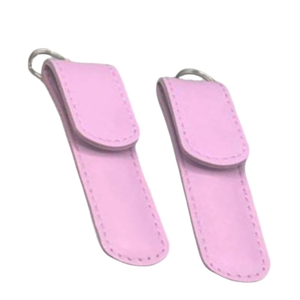 مجموعه 12 من مبرد الأظافر شفاف مع حقيبه جلد بلون وردي