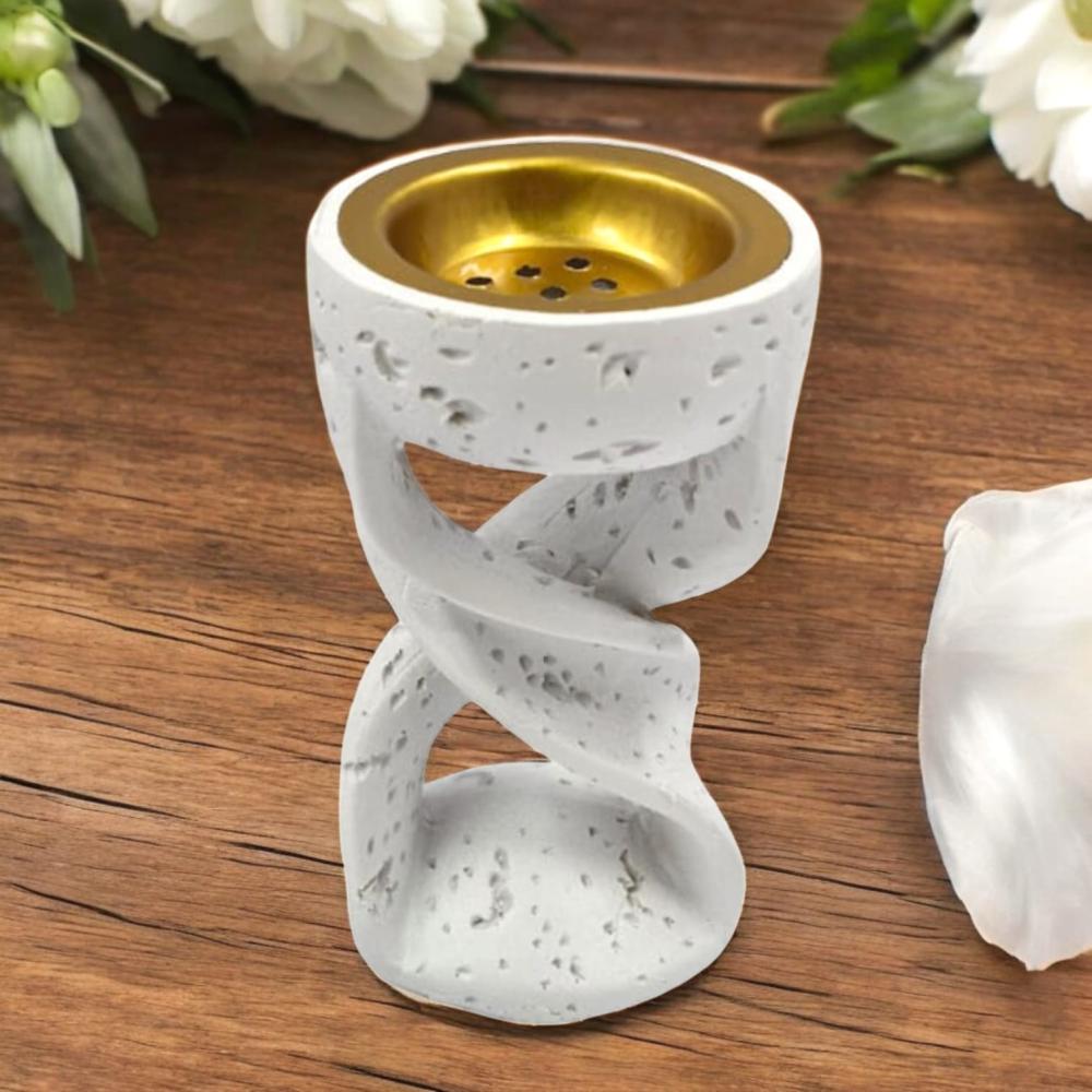 مجموعة 12 من المباخر بتصميم انيق بلون أبيض مع علب شفافه