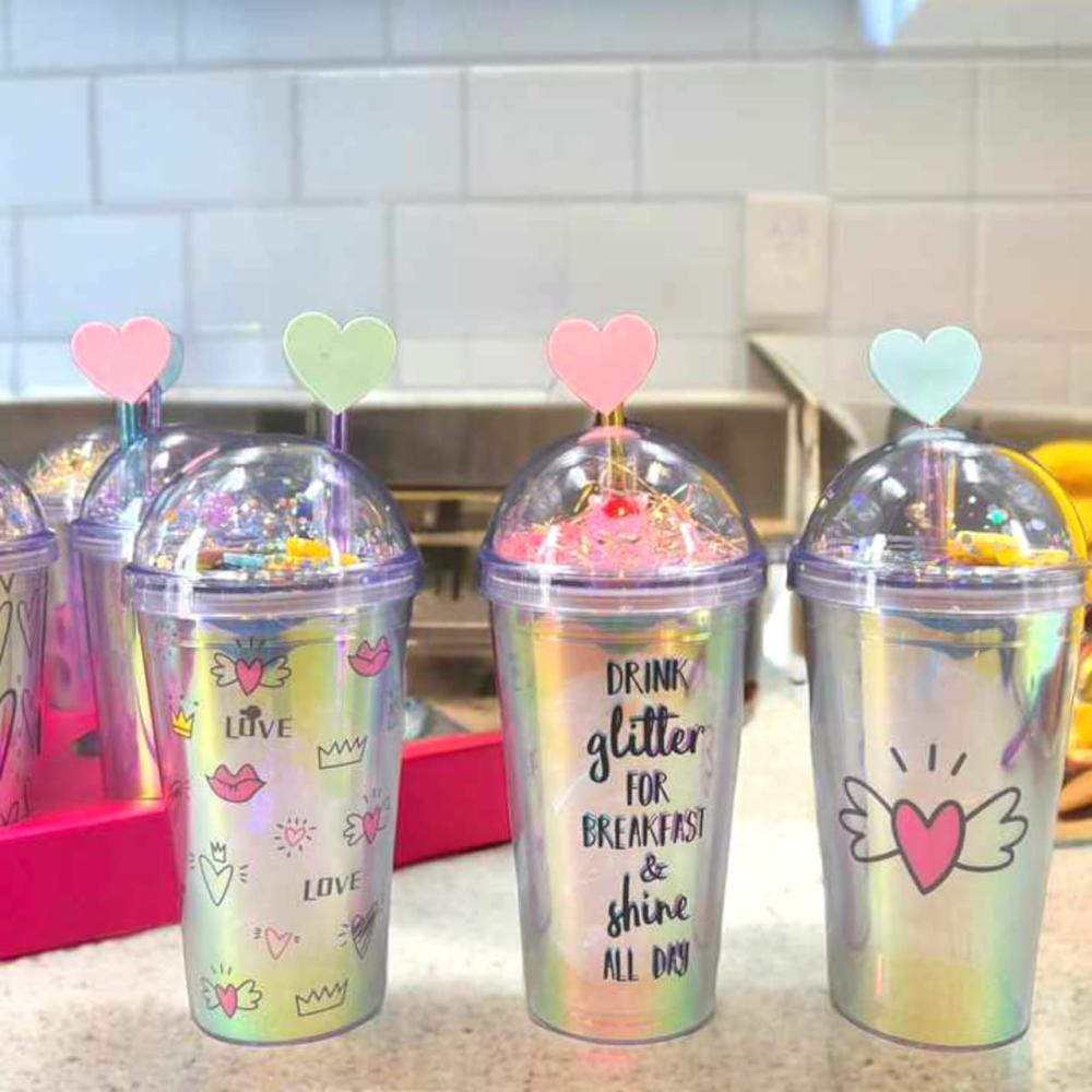 مجموعة 12 من أكواب للمشروبات الباردة ملونة بألوان أنيقة