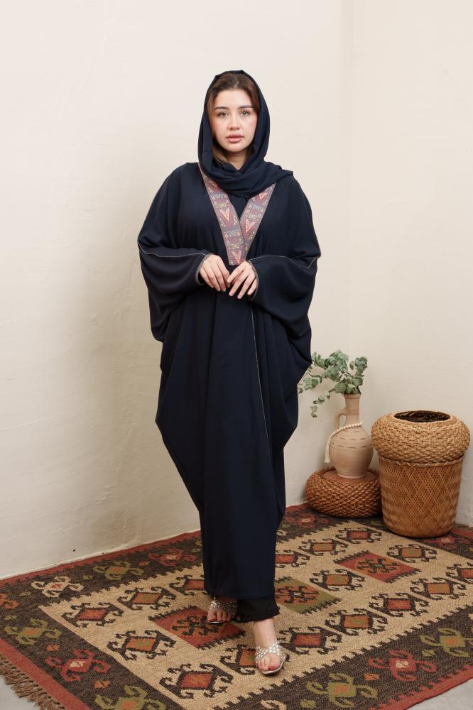 عباية كحلي نسائية كريب مشلح