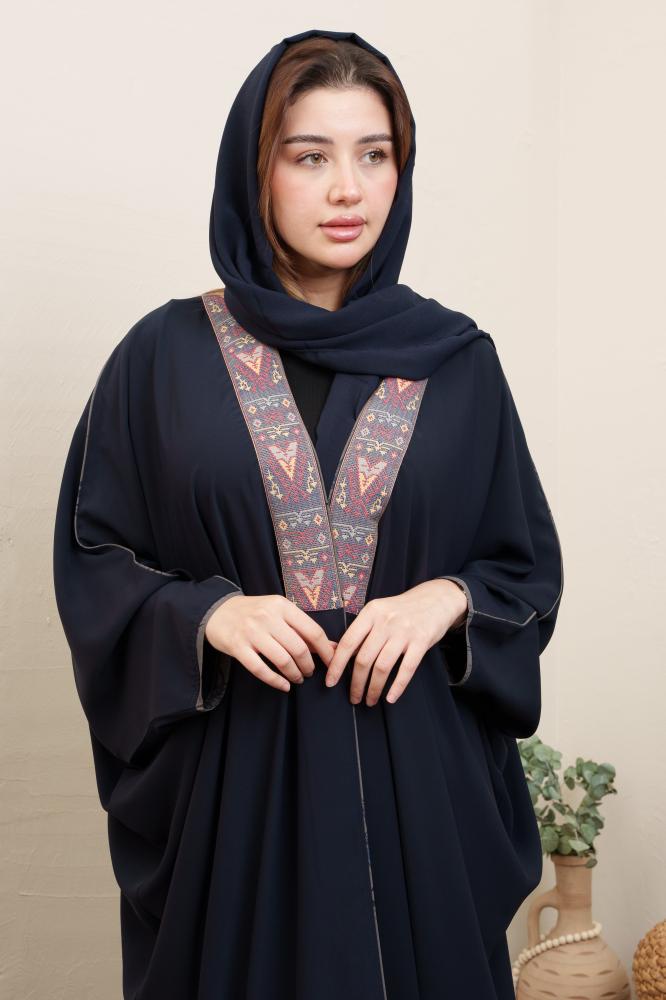 عباية كحلي نسائية كريب مشلح