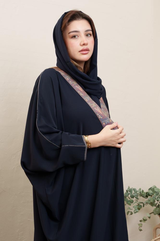 عباية كحلي نسائية كريب مشلح