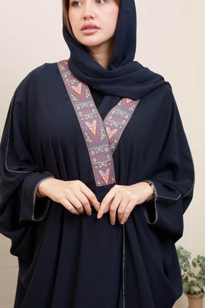 عباية كحلي نسائية كريب مشلح