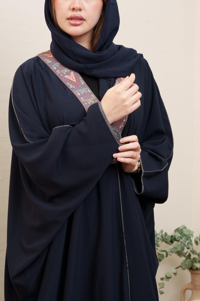 عباية كحلي نسائية كريب مشلح