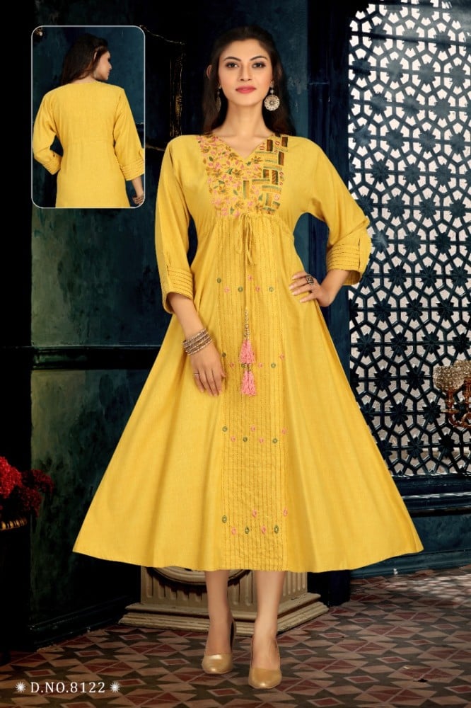 جلابية كويتية مدى فخمة بحزام لون أصفر