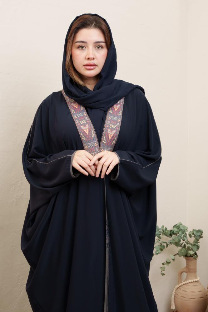 عباية كحلي نسائية كريب مشلح