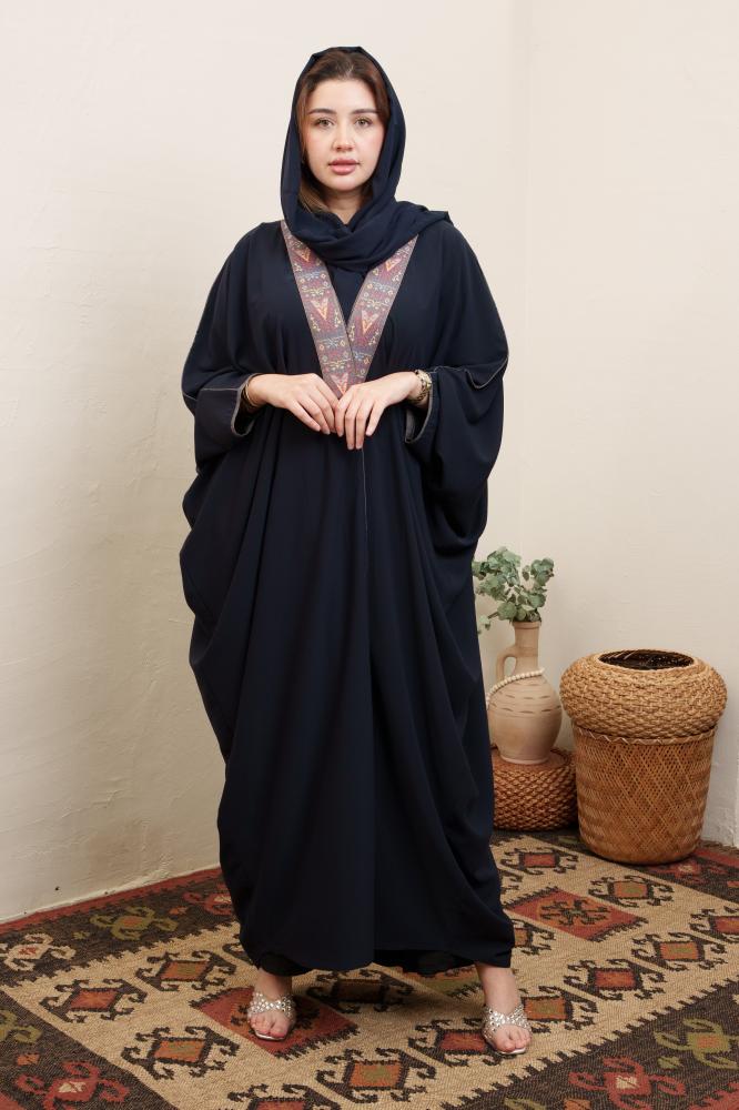 عباية كحلي نسائية كريب مشلح