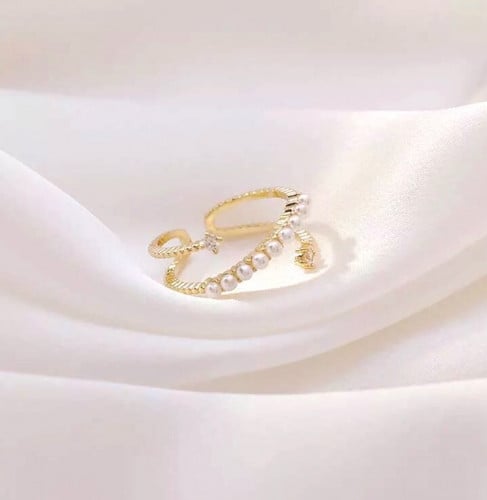 خاتم مرصع بقطع اللولو و الكريستال