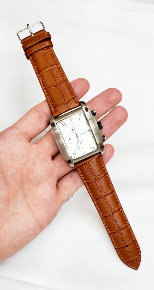 ساعة نوركس السويسرية انالوج كوارتز كرونو غراف (SWISS MADE) مقاس 40mm جلد بني للرجال - فنتج