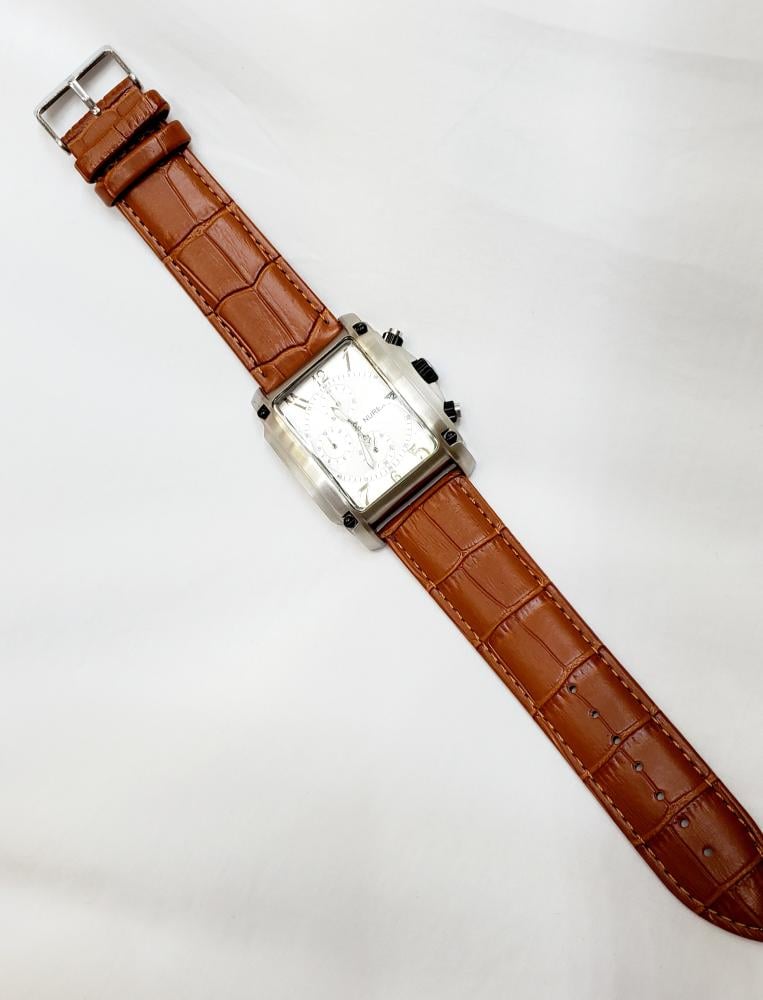 ساعة نوركس السويسرية انالوج كوارتز كرونو غراف (SWISS MADE) مقاس 40mm جلد بني للرجال - فنتج