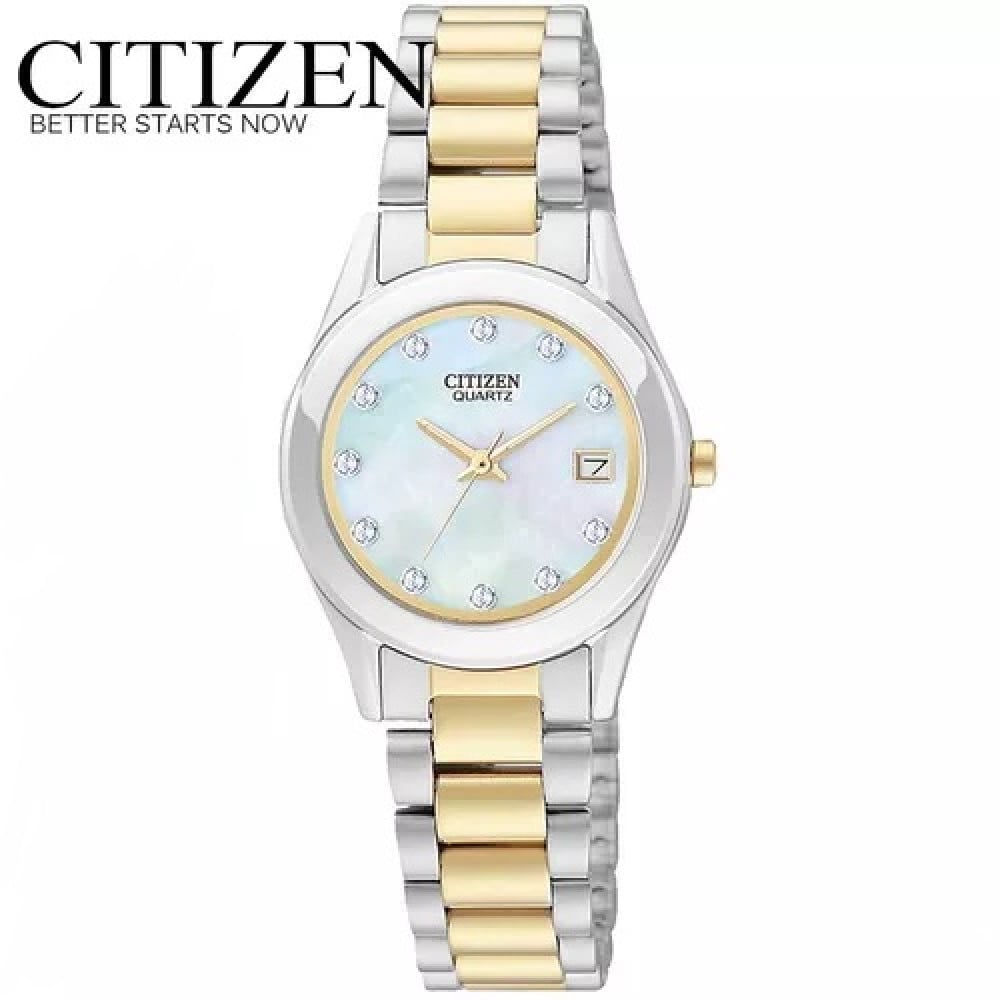 Ladies Citizen EU2664-59D Two Toned Swarovski Pearl White Dial 26mm Watch