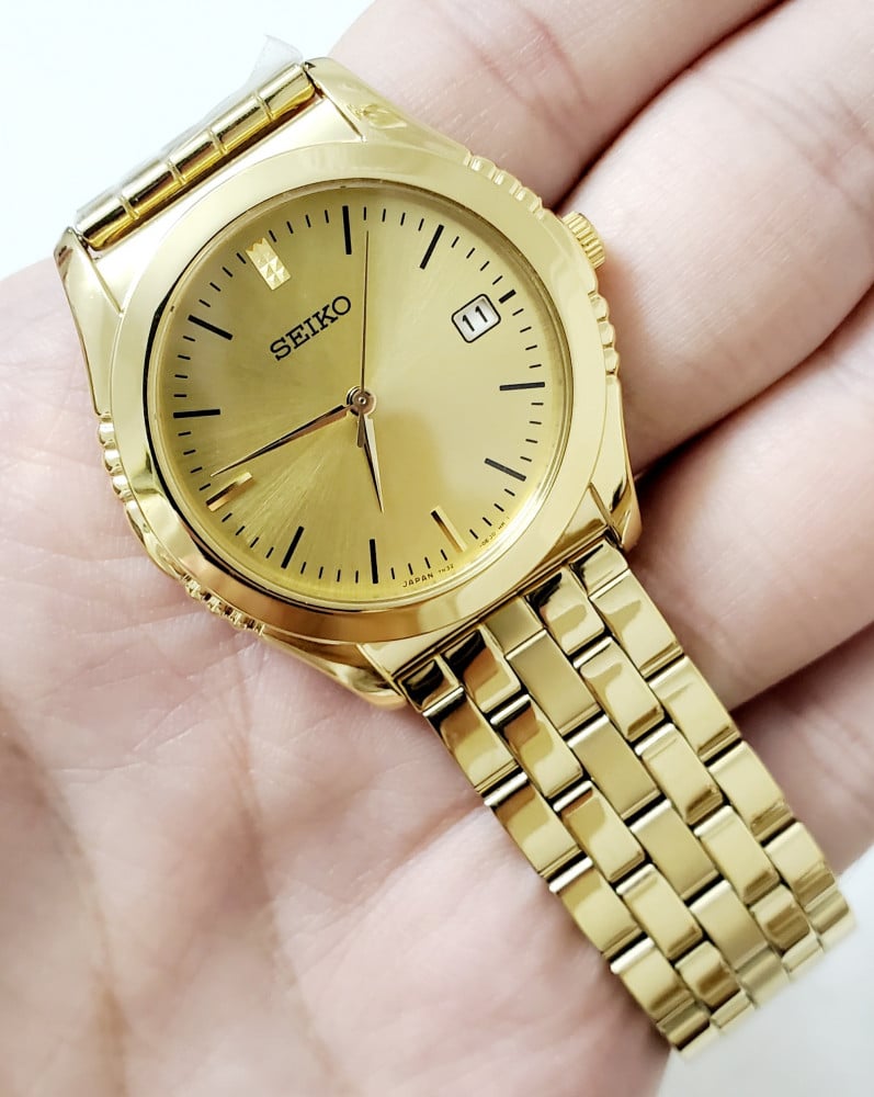 Seiko Men's gold Stainless Steel 36mm Analog Quartz Thin (Edg) Watch -  SKK560J1 - Noor For World Watches