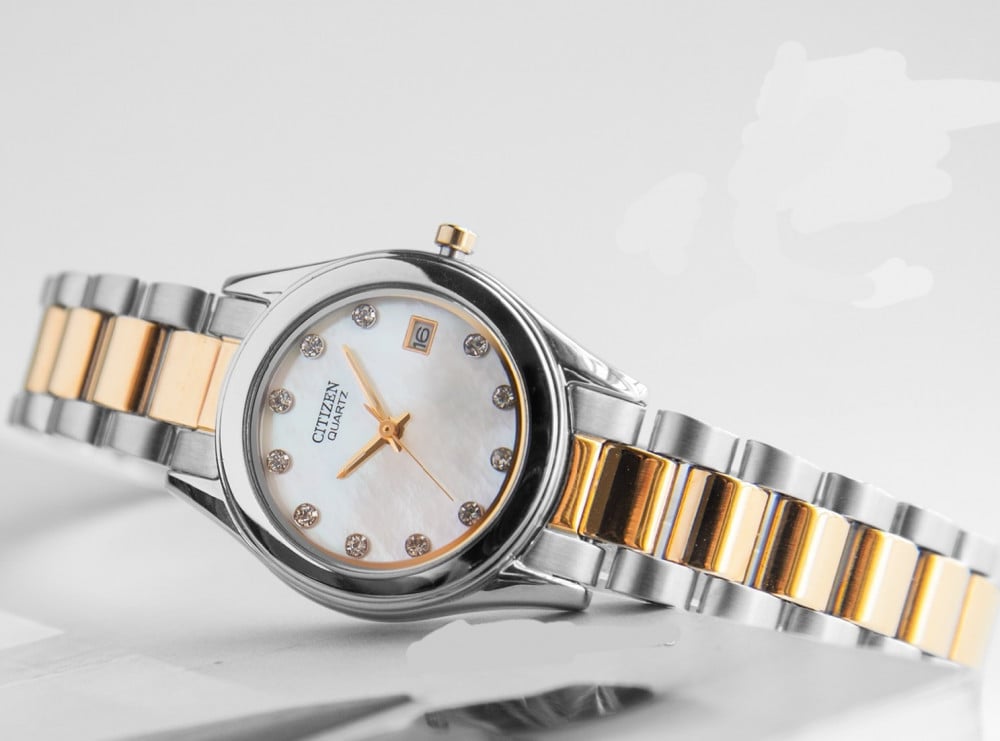 Ladies Citizen EU2664-59D Two Toned Swarovski Pearl White Dial 26mm Watch