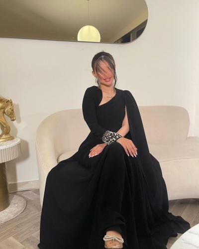 فستان سهره اسود راقي قماش لكرا