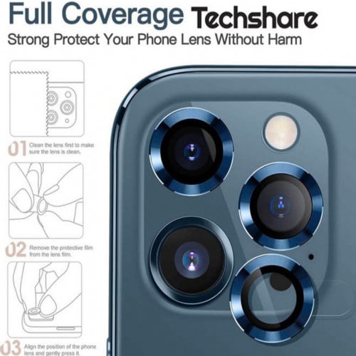 لاصقات حماية لعدسة الكاميرا لهاتف  أبل آيفون 12 برو مكونة من 3 قطع أزرق