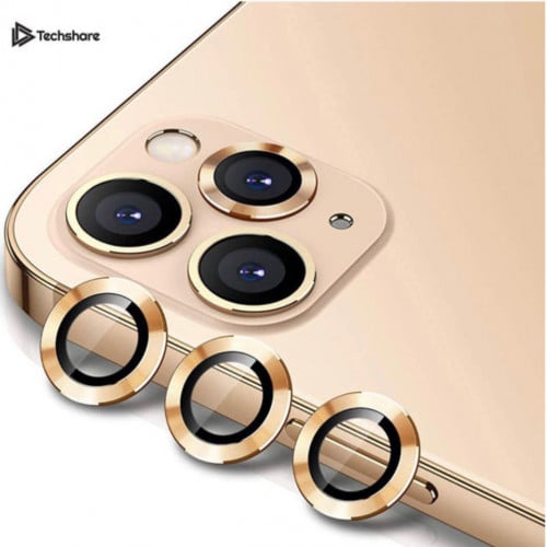 لاصقات حماية لعدسة الكاميرا لهاتف  أبل آيفون 12 برو ماكس مكونة من 3 قطع ذهبي
