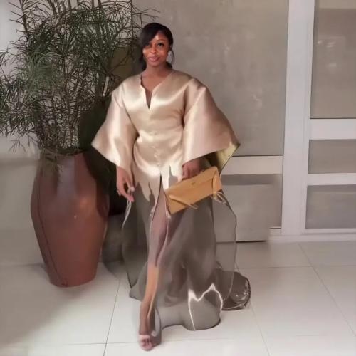 زوج من قطعتين مع ملابس داخلية من الدانتيل من Boubou فستان نسائي من القماش الأفريقي الفاخر للنساء