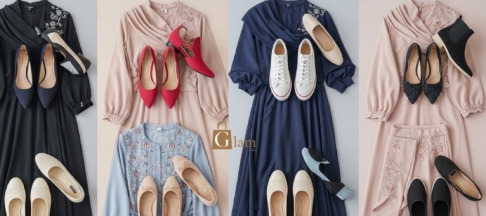 تنسيق لون الحذاء مع الملابس للنساء المحجبات بأسلوب عصري يلائم مختلف المناسبات