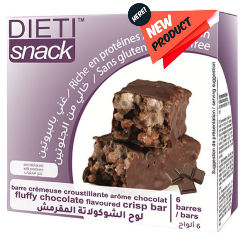 لوح الشوكولاتة المقرمش غني بالبروتين | Dieti Fluffy Chocolate Crisp Bar 6 Bars