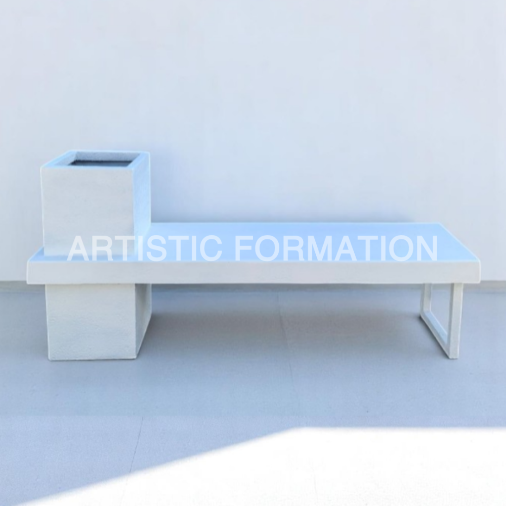 Rectangular bench with planter