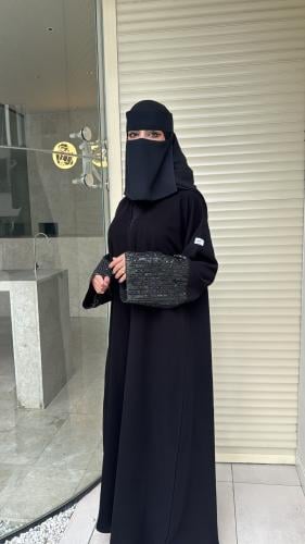 عبايه نص كلوش قماش كريب فراري 1078