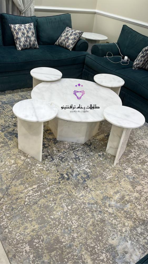 طقم طاولة رخام تركي طبيعي