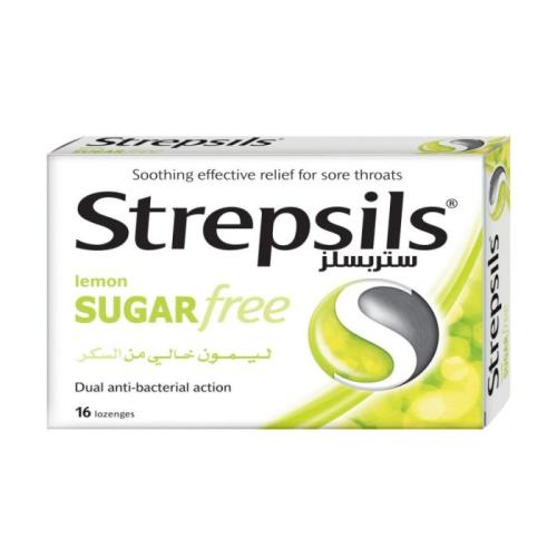 ستربسيلز ليمون خالي من السكر حبوب استحلاب 16 ق