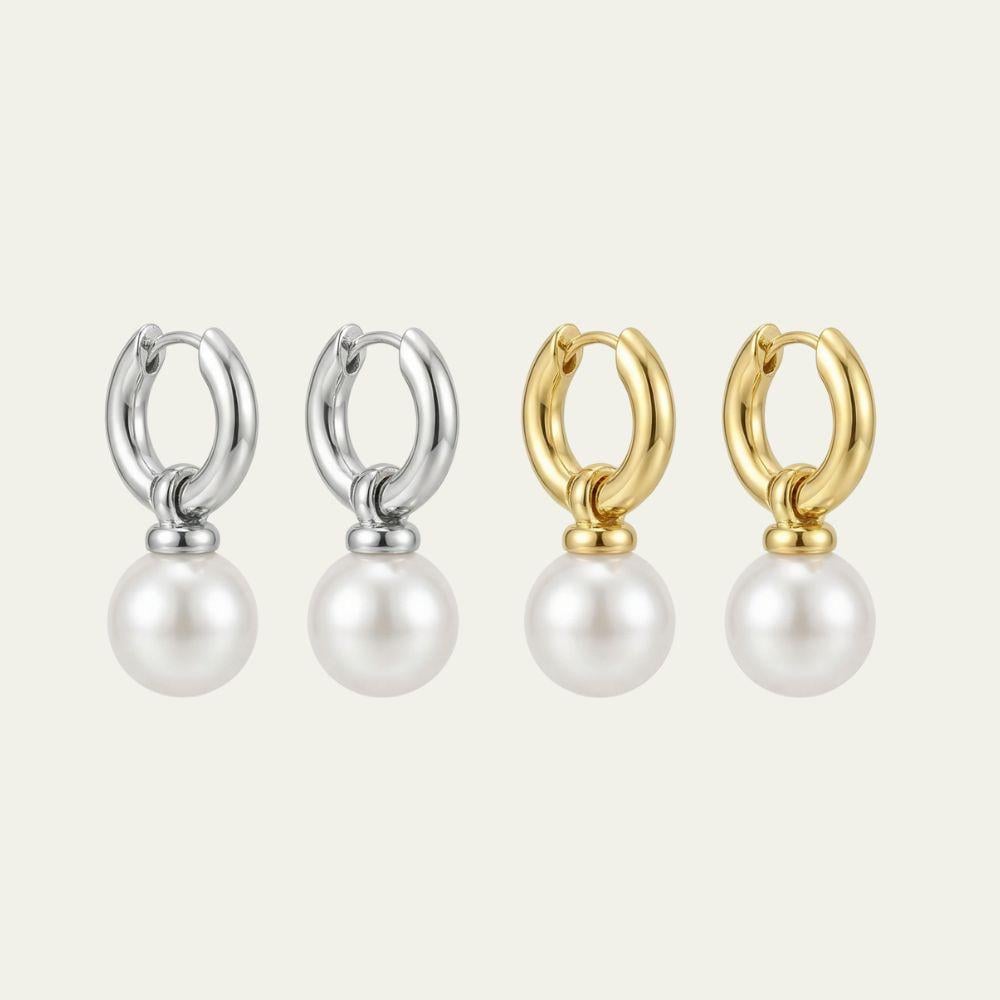 [E020] حلق لولو مطلي بالذهب