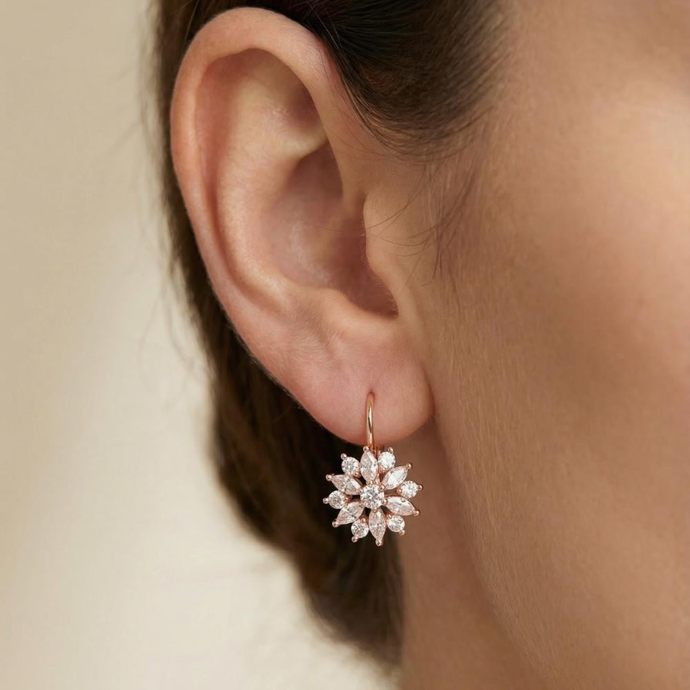 [E006] حلق مطلي بالذهب شكل وردة