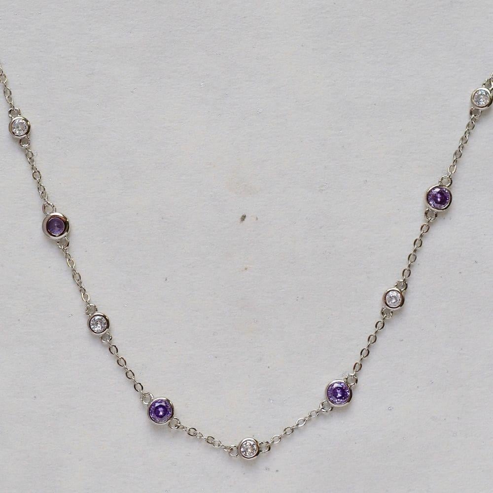 [N042] سلسال مطلي بالذهب مزين بالزركون وحجر الجمشت