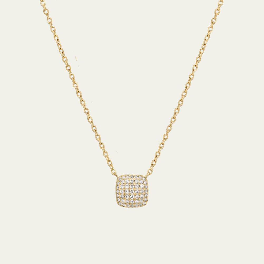 [N004] سلسال فضة عيار 925 مطلي بالذهب ومزين بالزركون شكل مربع