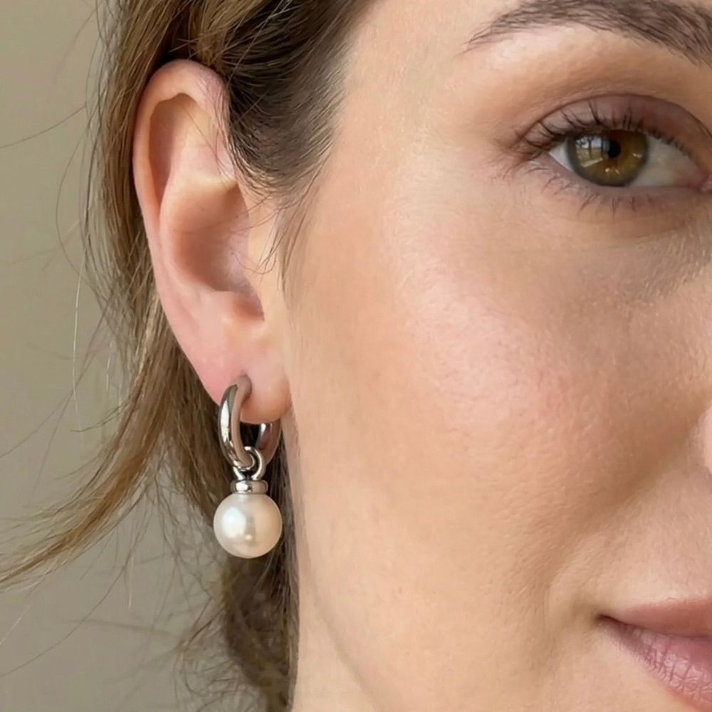 [E020] حلق لولو مطلي بالذهب