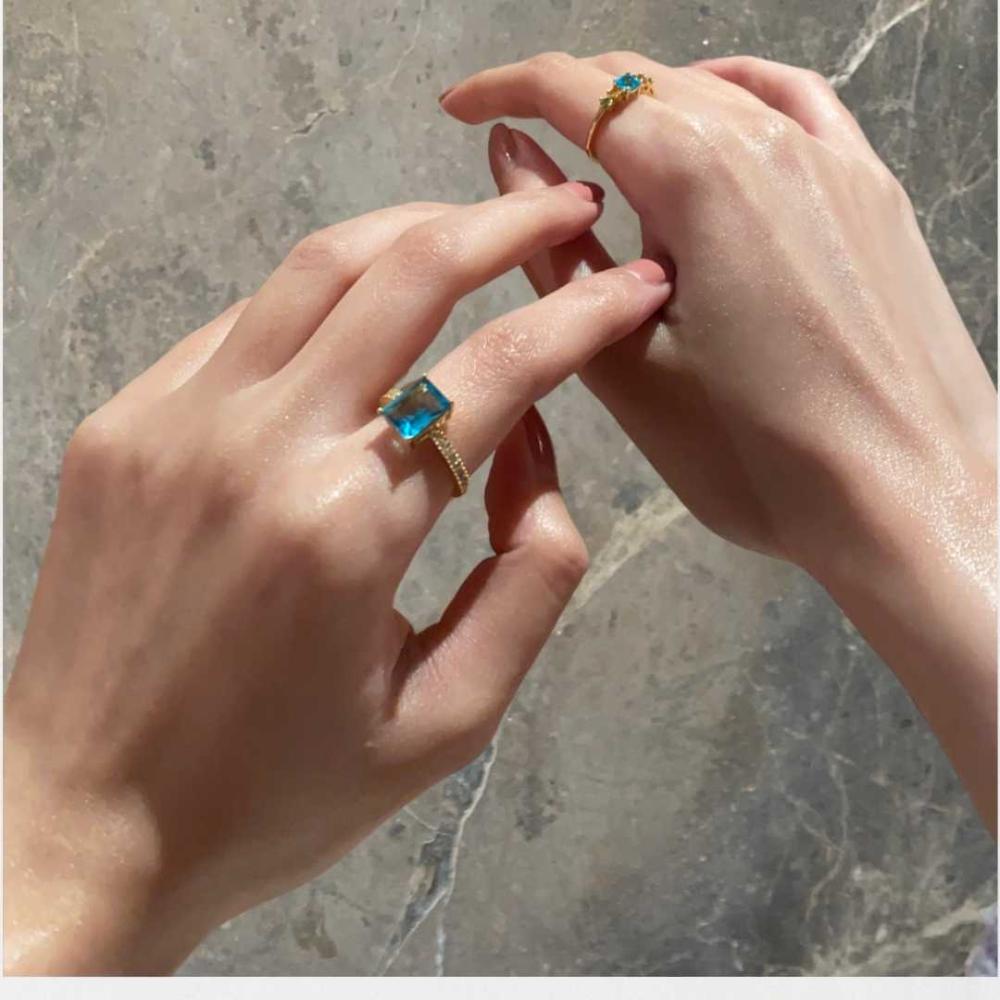 [R007] خاتم فضة عيار 925 مطلي بالذهب