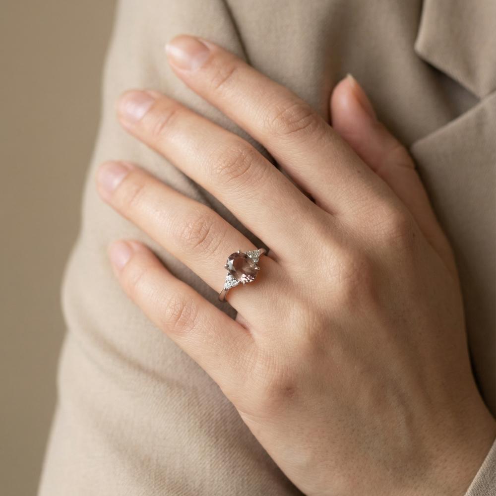 [R030]خاتم حجر الزلتانايت (متغير اللون) - فضة عيار 925