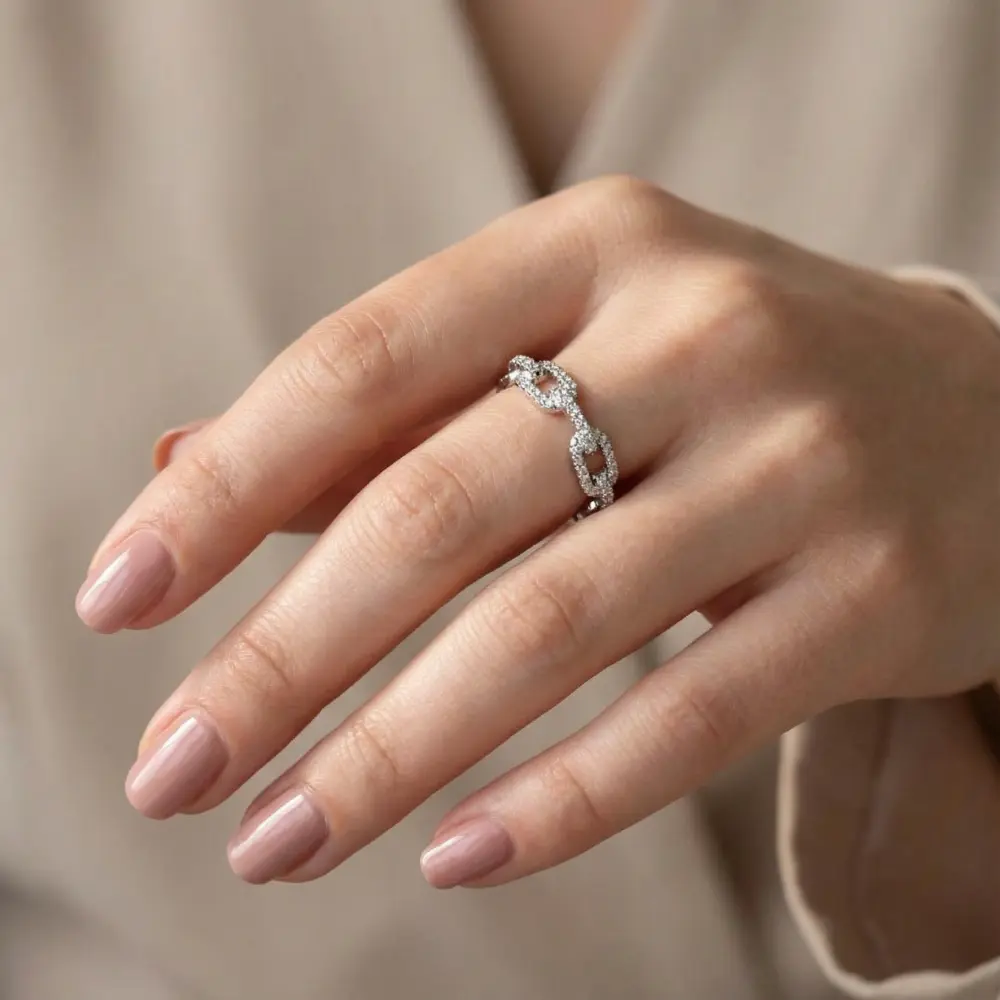 [RJ016] خاتم فضة مزين بالزركون