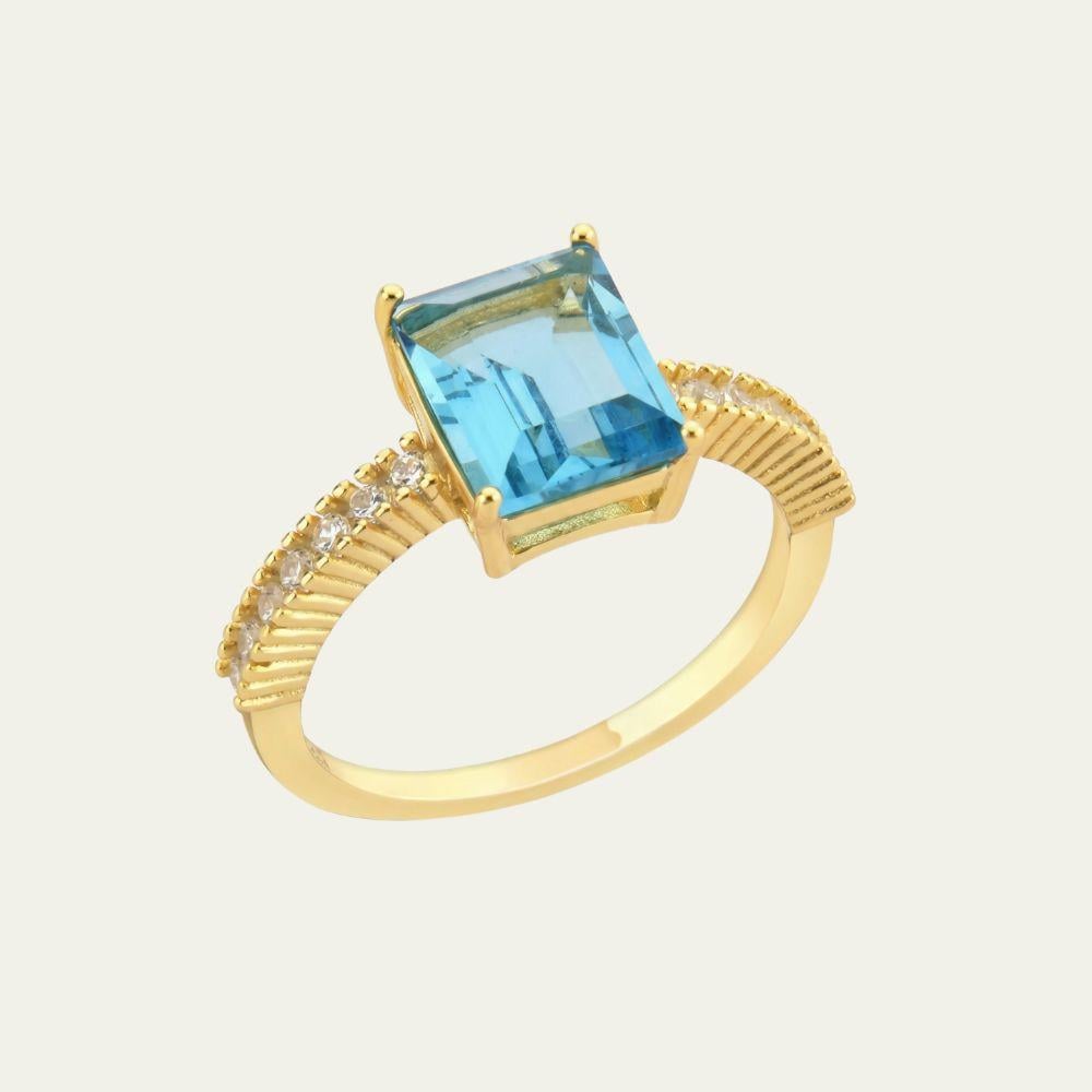 [R007] خاتم فضة عيار 925 مطلي بالذهب