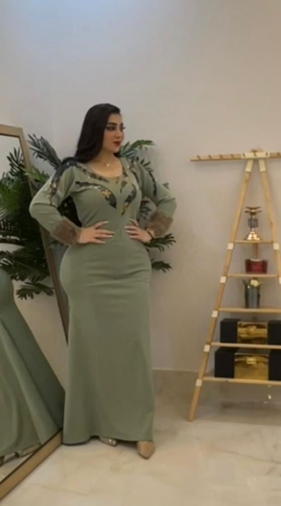 فستان كريب باكمام فرو