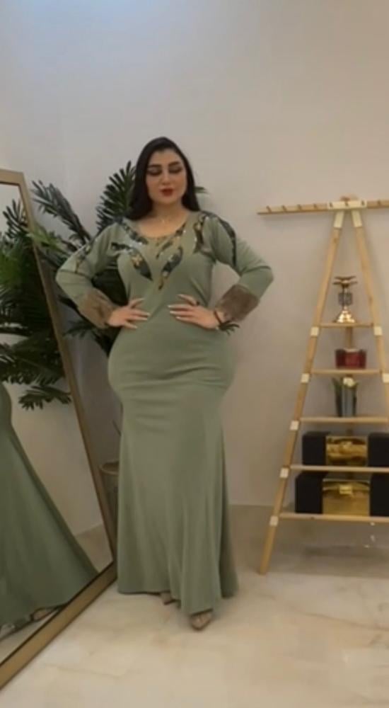 فستان كريب باكمام فرو