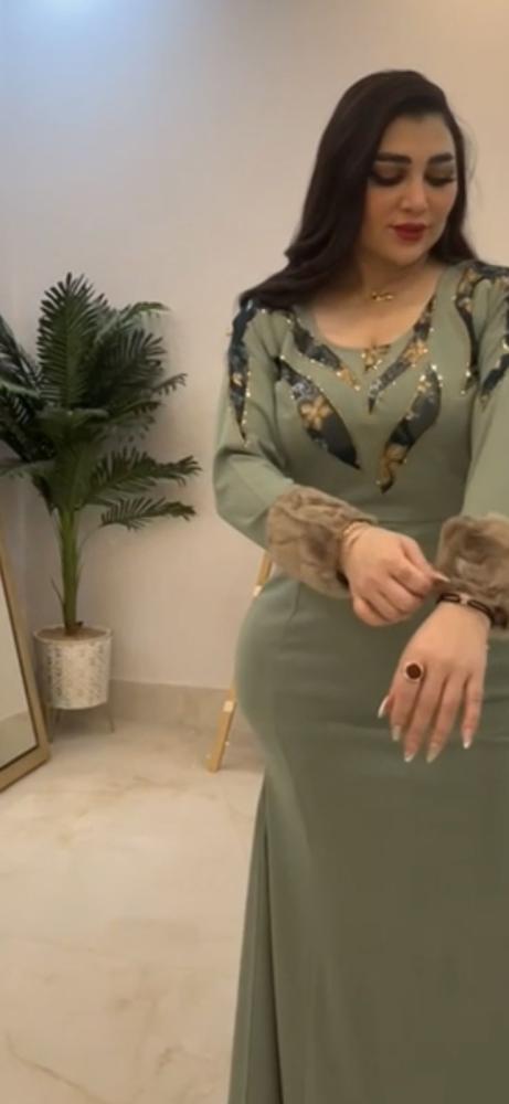 فستان كريب باكمام فرو