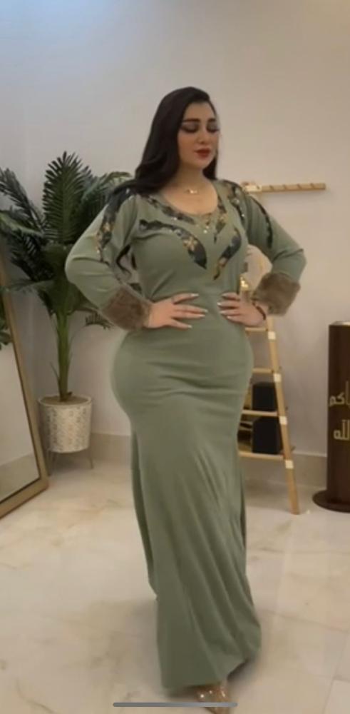 فستان كريب باكمام فرو