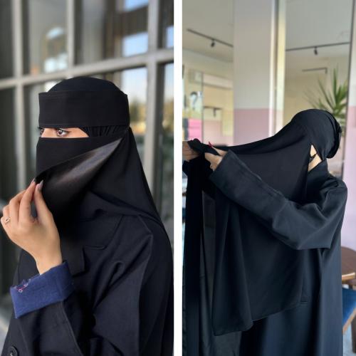 2 نقاب حرير وسط+ 2 طرحه بندانه