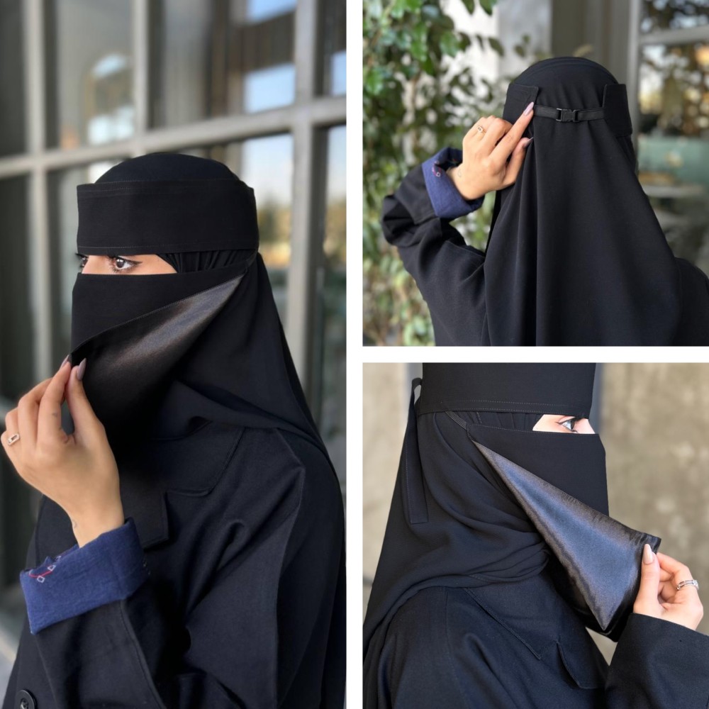 نقاب حرير قصير +نقاب حرير وسط +نقاب حرير مشبك