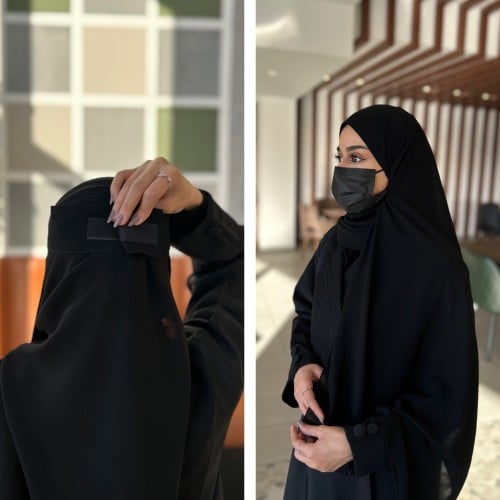 عرض نقابين لاصق +طرحتين ربط
