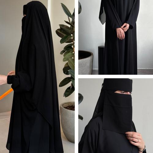 بكج خمار +عبايه ساده +نقاب ابو رده الاسلامي